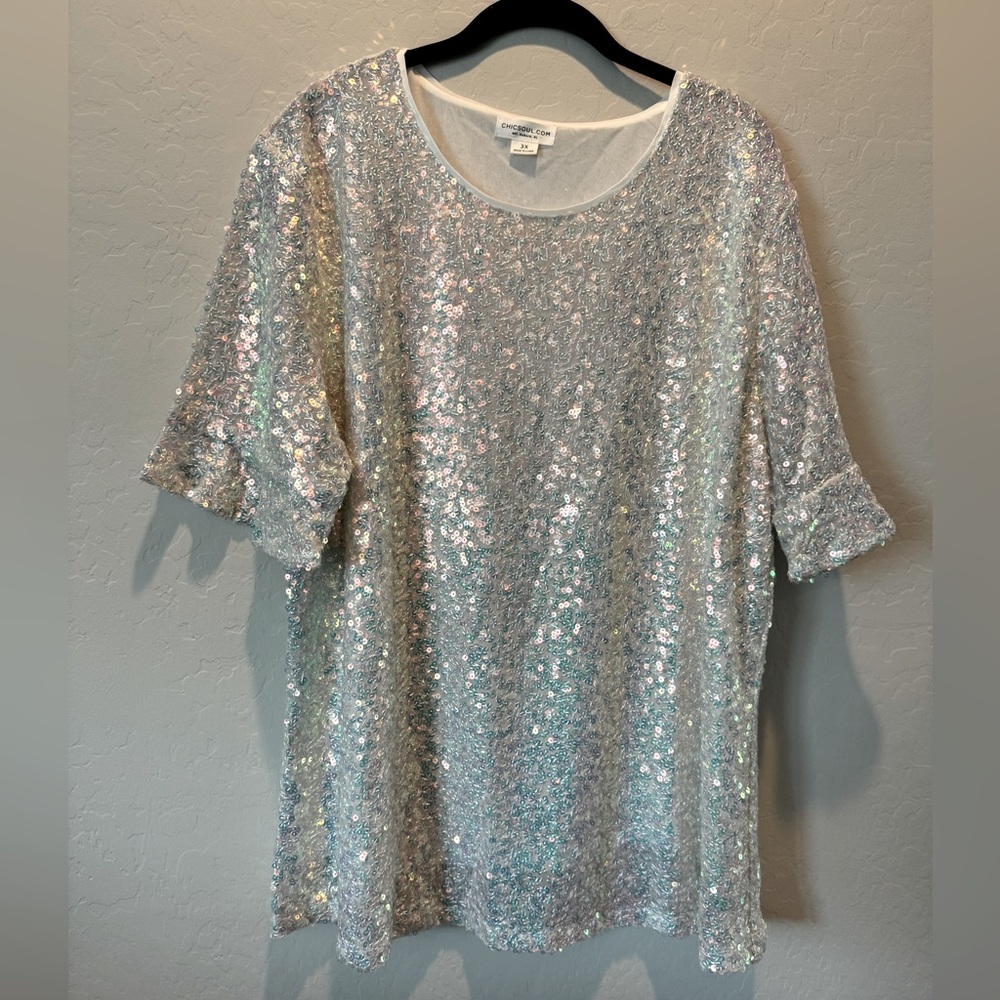 Chic Soul NWOT Iridescent Sequin Top - 3X